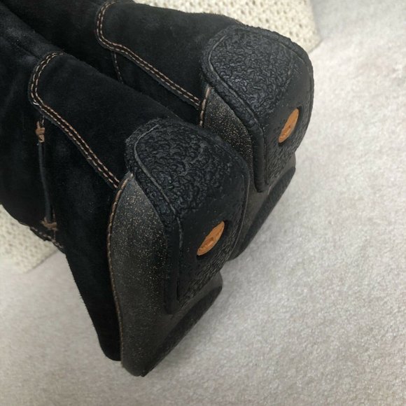 TIMBERLAND MOORLAND Tall Boots Lace Up Zip Black Suede Leather Size 8M - Picture 11 of 12